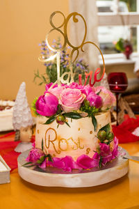 Close-up of cake on table