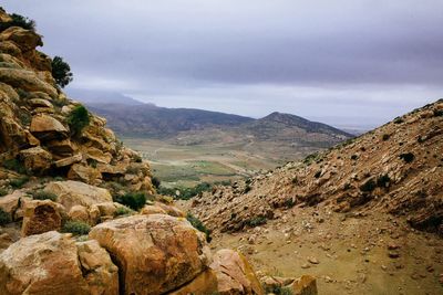 Scenic view of mountains against sky