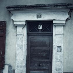 Closed door of building