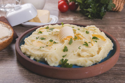 Close-up of salad in bowl on table