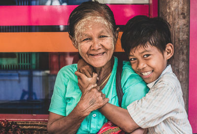 Portrait of happy friends