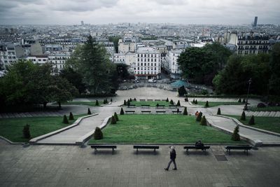 High angle view of jardins du sacré-coeur in paris