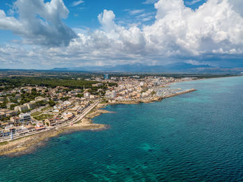 High angle view of sea against sky