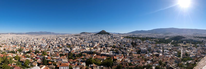 High angle view of townscape against sky