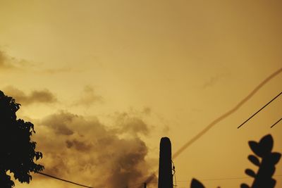 Low angle view of silhouette plants against sky during sunset