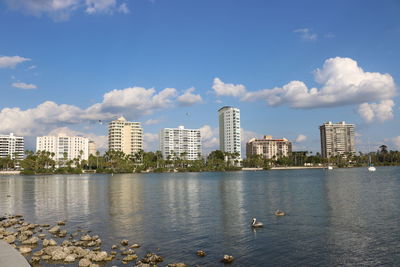 View of city buildings against sky