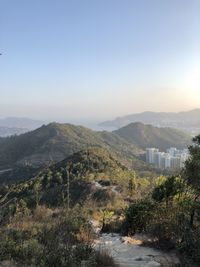Scenic view of mountains against clear sky