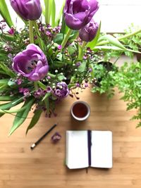 Close-up of flowers on table