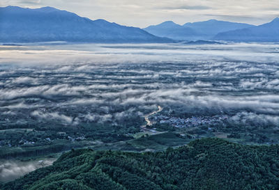 Aerial view of dramatic landscape