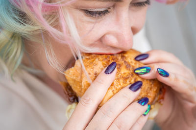 Close-up of woman holding ice cream