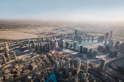 High angle view of buildings in city