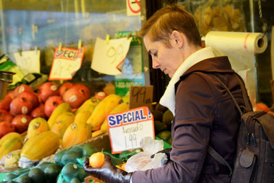 Shopping cart on market stall