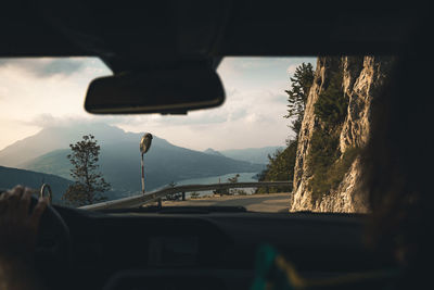 Road seen through car windshield