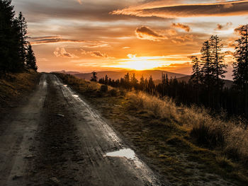 View of road at sunset