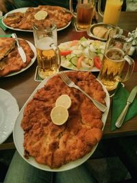 Close-up of breakfast served on table