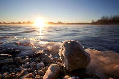 Scenic view of sea during sunset