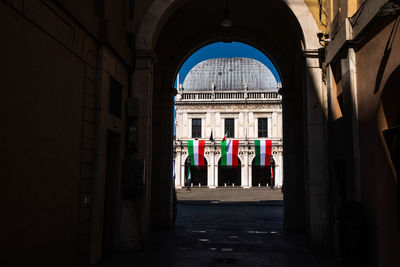 A suggestive view of the loggia palace, seat of the mayor of brescia, 