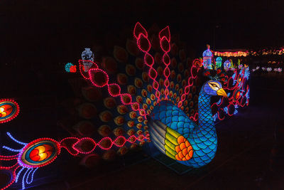 Illuminated lighting equipment for sale at night