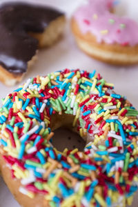Baked doughnut with colored sprinkles