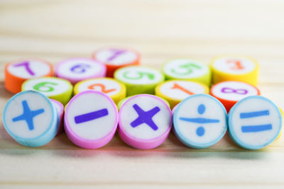 Close-up of objects on table