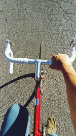 Man riding bicycle on street