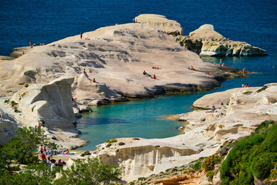 Famous sarakiniko beach on milos island in greece