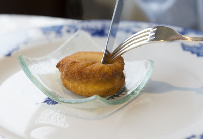 Close-up of bread in plate