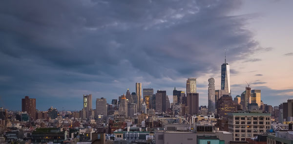 New york city panorama skyline at sunrise.
