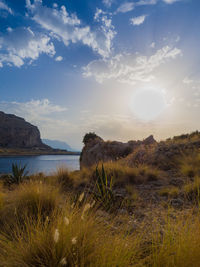 Scenic view of lake against sky