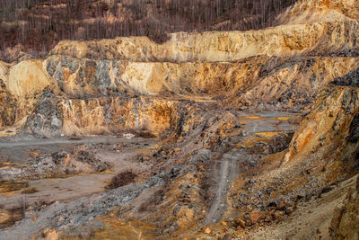 Old abandoned copper and gold surface mine in apuseni mountains, romania