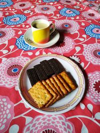 Breakfast served on table