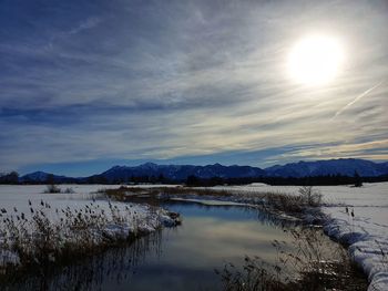 Scenic view of lake against sky