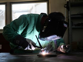 Man working on table