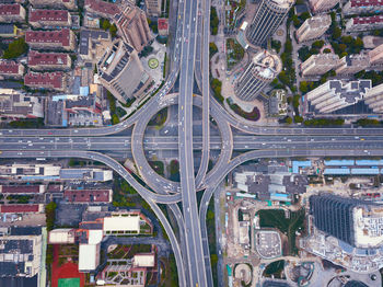 Aerial view of elevated road in city