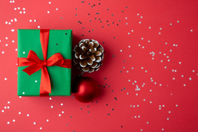 Directly above shot of christmas decoration on table