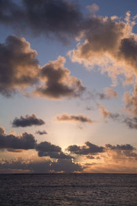 Scenic view of sea against sky at sunset