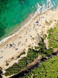 High angle view of sand on beach