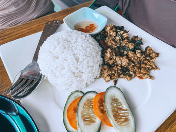 Close-up of meal served on table