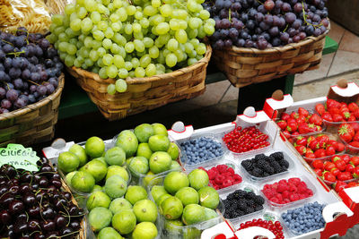High angle view of fruits for sale in market