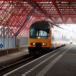 Train at railroad station platform