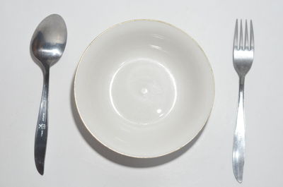 High angle view of empty plate on table