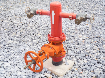 High angle view of fire hydrant on street