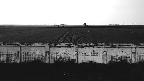 Scenic view of field against clear sky