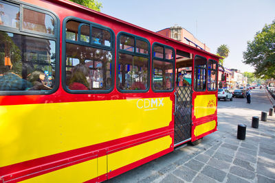 View of train in city