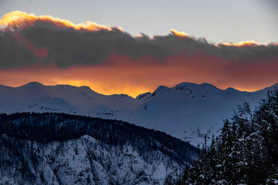 Sunlit mountains in the morning