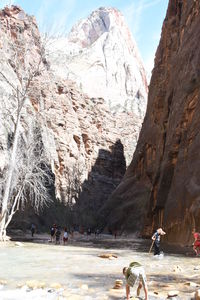 Tourists on mountain