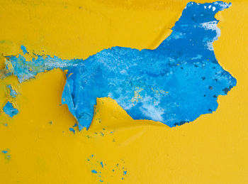 High angle view of person on red wall