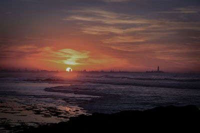 Scenic view of sea against sky during sunset