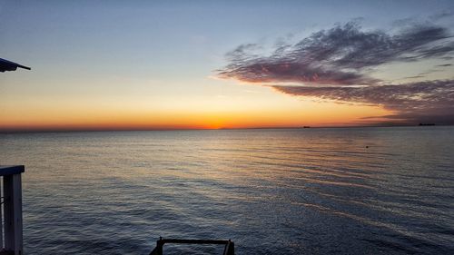 Scenic view of sea against sky at sunset