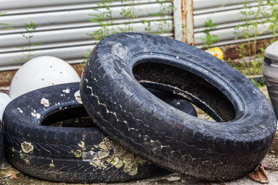 Close-up of black and tire